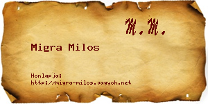 Migra Milos névjegykártya